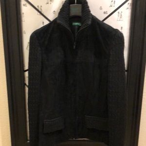 Benetton sweater suede short jacket